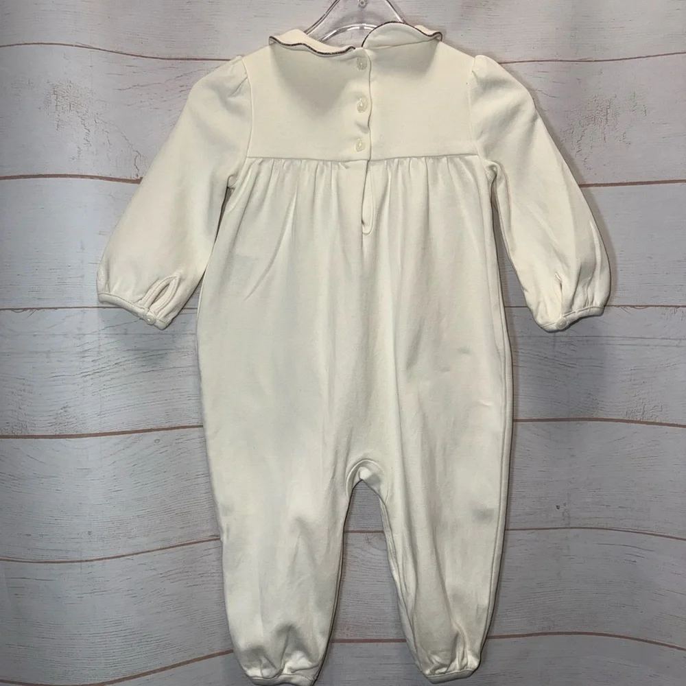 Ralph Lauren embroidered reindeer cotton romper Size 12 Months